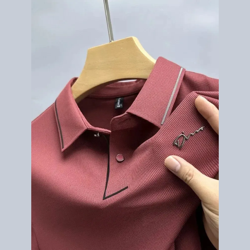 Light Ice Silk Mens Polo Shirt Summer Lapel Letter Embroidered Short Sleeve - Tshirt Quality™